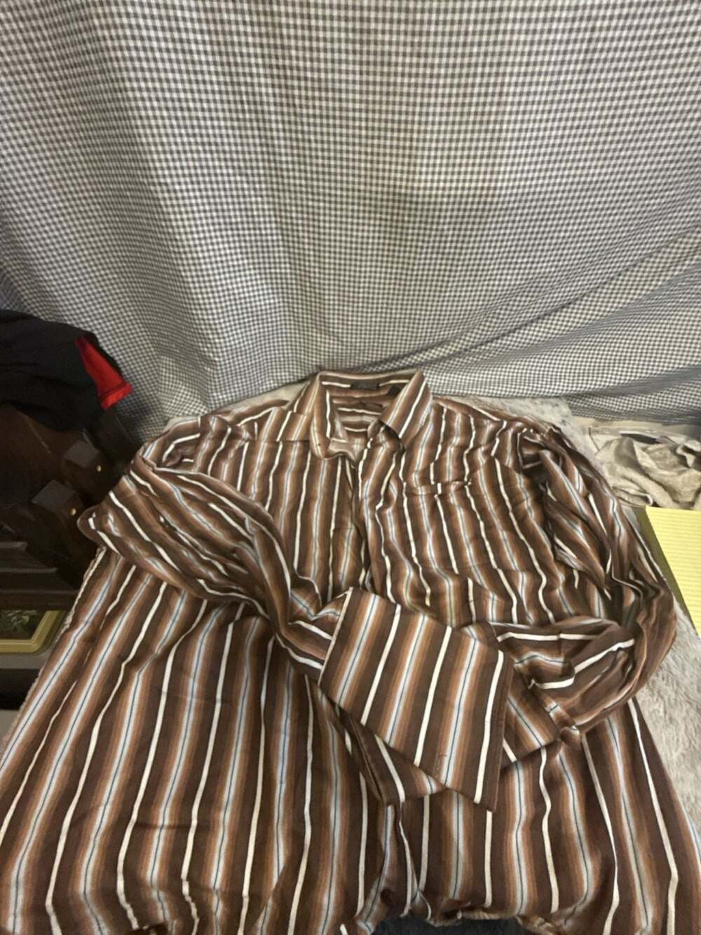 Jordan Craig Brown and White Striped Long Sleeve Button-Up Shirt, 3XL